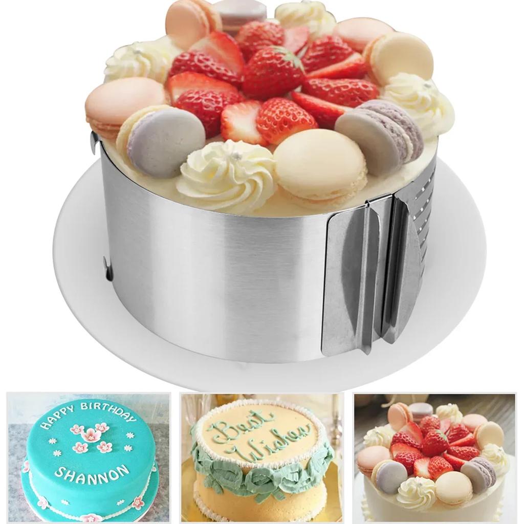 Stainless Steel 3D Round Cake Molds, Adjustable Baking Dishes, 1Pcs Kitchen Dessert Cake Tools