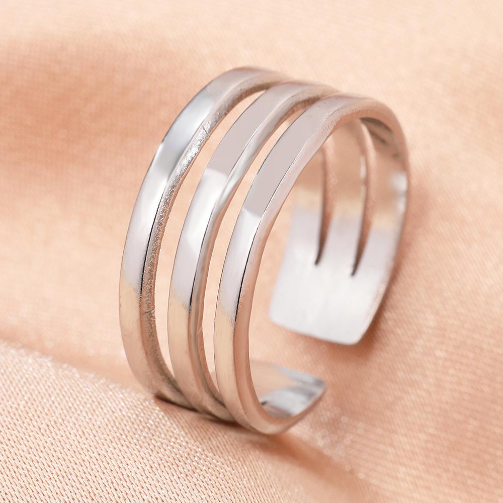 

European & American Fashion Adjustable Stainless Steel Ring for Women - Versatile Ins Xiaohongshu Style