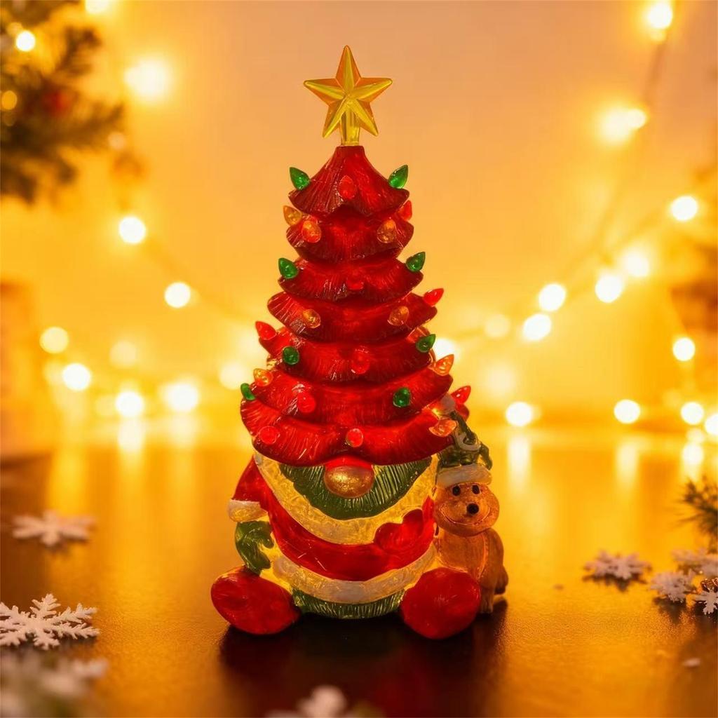 Christmas Dwarf Battery Luminous Resin Dwarf Christmas Tree Desktop Decoration
