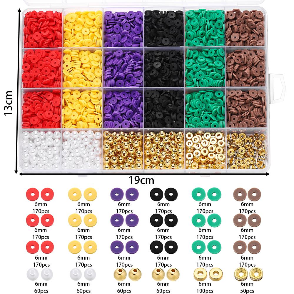 3440-3740pcs 6mm Clay Beads with Imitation Pearl Beads Rhinestone Spacer Bead for Friendship Bracelet DIY Jewelry Making Kits