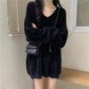 2025 Women's Mid-Length Faux Mink Sweater - Soft, Loose, Long Sleeve, Lazy Style for Autumn and Winter