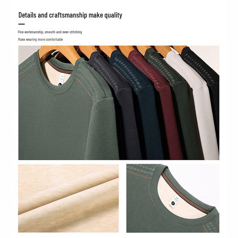 Luo Meng Men's Fleece-Lined Knitted Sweater BY010