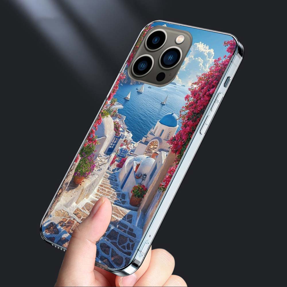 Greece In Summer. Santorini Phone Case For Iphone 16E 15 Pro 14 Plus 17E 16 17 Pro Max Air 11 12 13 Mini Shockproof Capa Cute