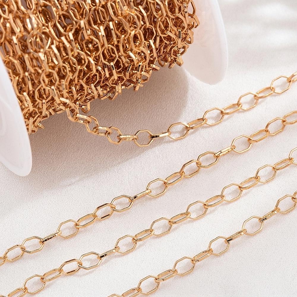 0.5Meter 1Meter 18k Gold Plated Brass Flat Oval Filled Cable Link Chains DIY Necklace Making Jewelry Bracelet Findings Supplies