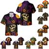 Men's Short Sleeve Casual Button Down Shirt Halloween Print Relaxed Fit Collared Shirt Lightweight Breathable Fabric