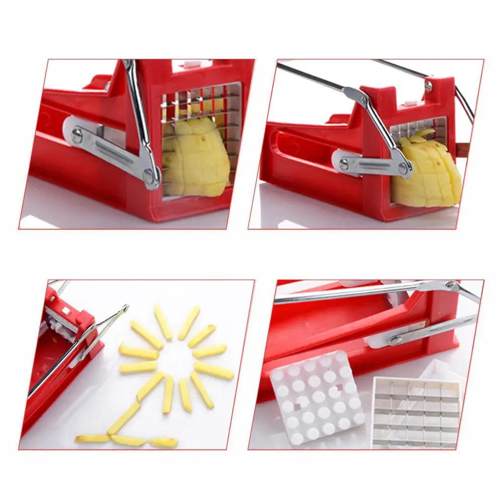 French Fry Cutter Fruit Vegetable Potato Slicer Chips Strip Cutting Machine Maker With Stainless Steel Blades Kitchen Gadgets