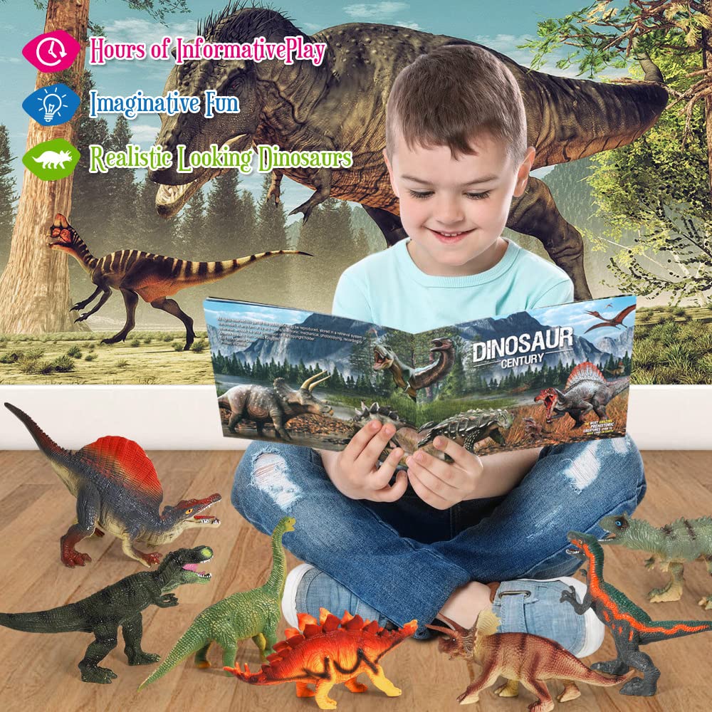 FRUSE Dinosaur Toy 12 Dinosaur Figures and Includes storage box and realistic animal Perfect for and Great birthday Set - T-Rex, Velociraptor, more!