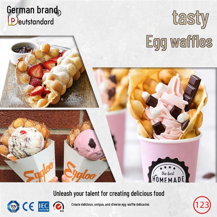 Smart Desktop Egg Waffle Maker: Non-stick, Constant Temp & Timer, Ideal for Street Food Stalls