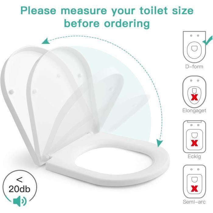 Abattant WC - HIMIMI - Universel - Plastique antibactérien - Fermeture amortie - 170 kg