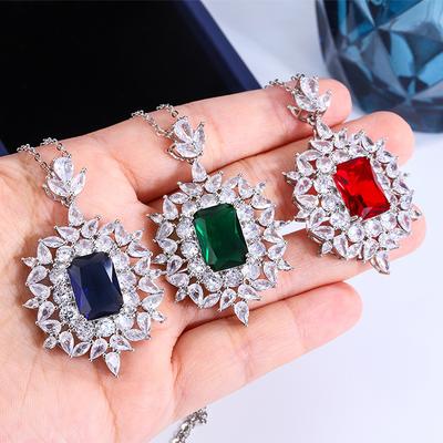 European and American Style Fashion Simulated Color Treasure Pendant Necklace Female Lead Stone