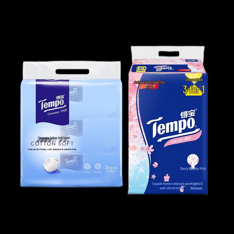 Tempo Soft Cotton Towel & Facial Tissue Bundle