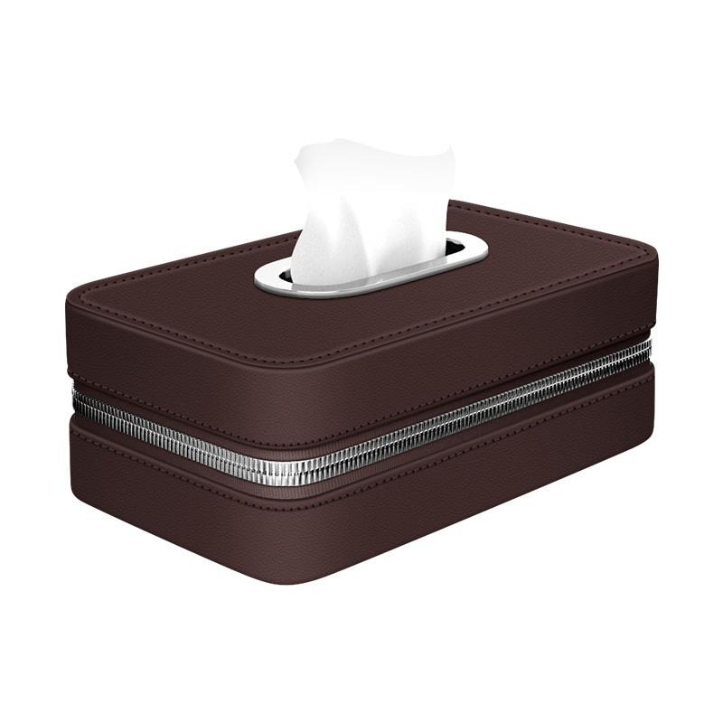 Car Leather Tissue Box With A Simple And High-End Feel, Car Seat Back Armrest Box, Multi-Functional Hanging Tissue Storage Box