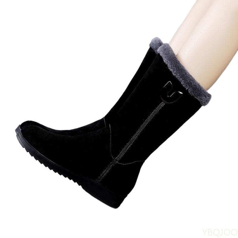 Fashion Winter Versatile Comfortable Snow Boots for Women with a Midsole Sloping Heel Anti Slip Warm Side Zipper Cotton Boots