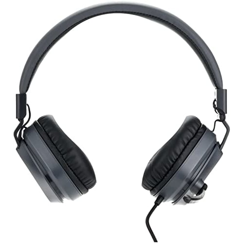 ELECOM Headset for Children, Low Volume Specification, Foldable [3.5mm Connection, 4 Pole] with Rotating Microphone Arm, Binaural, Black x Gray HS-KDG