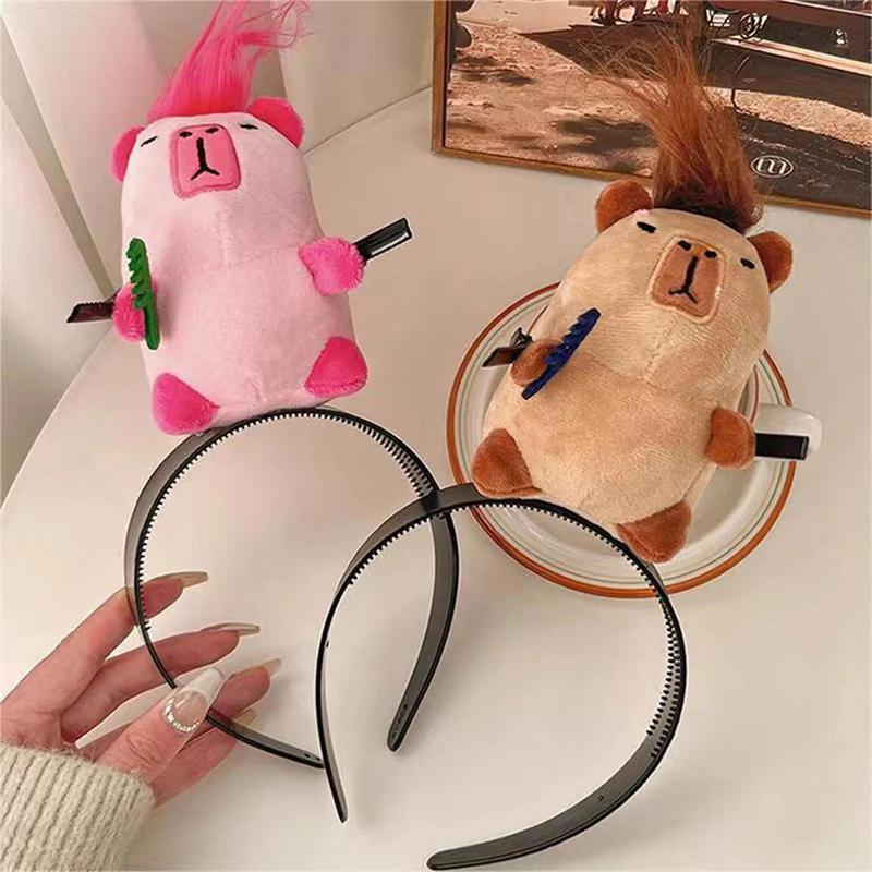 New Cartoon Capybara Hairband Funny Plush Doll Headbands Hairstyle Fixing Tool Headwear Headband for Women Girl Hair Accessories