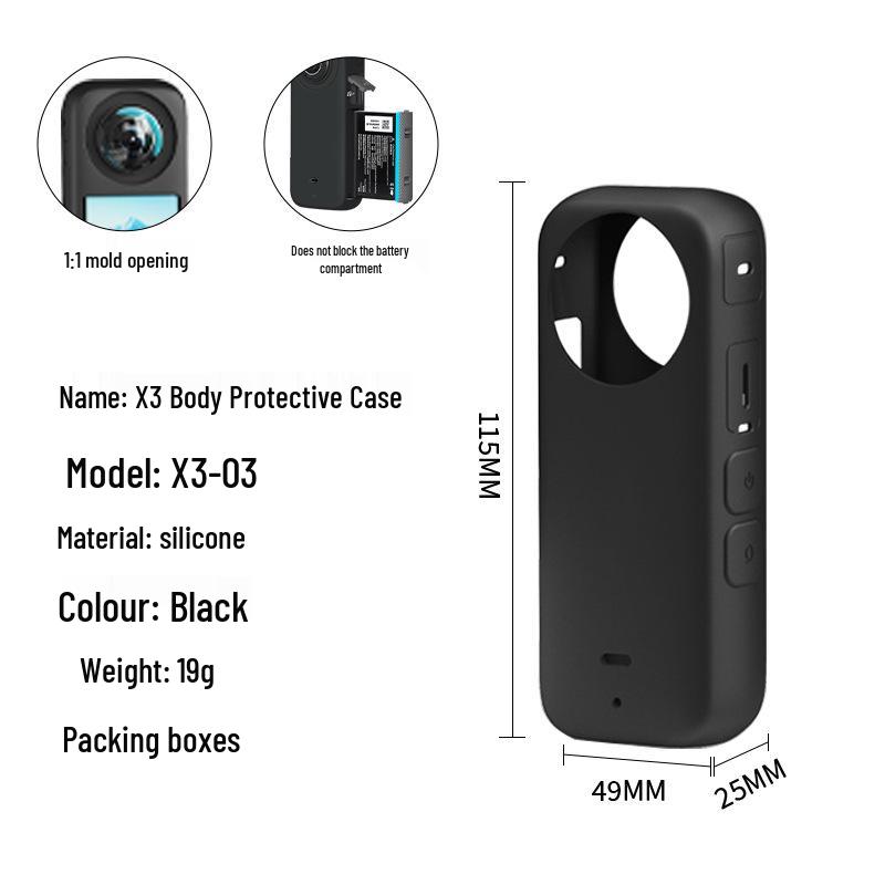 Insta360 X3/X4 Panoramic Action Camera Lens Protector Silicone Case