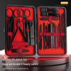 24-Piece Manicure Set: Black and Red Nails, Ear Pick, Oblique Clippers, Nose Hair Scissors, Tweezers