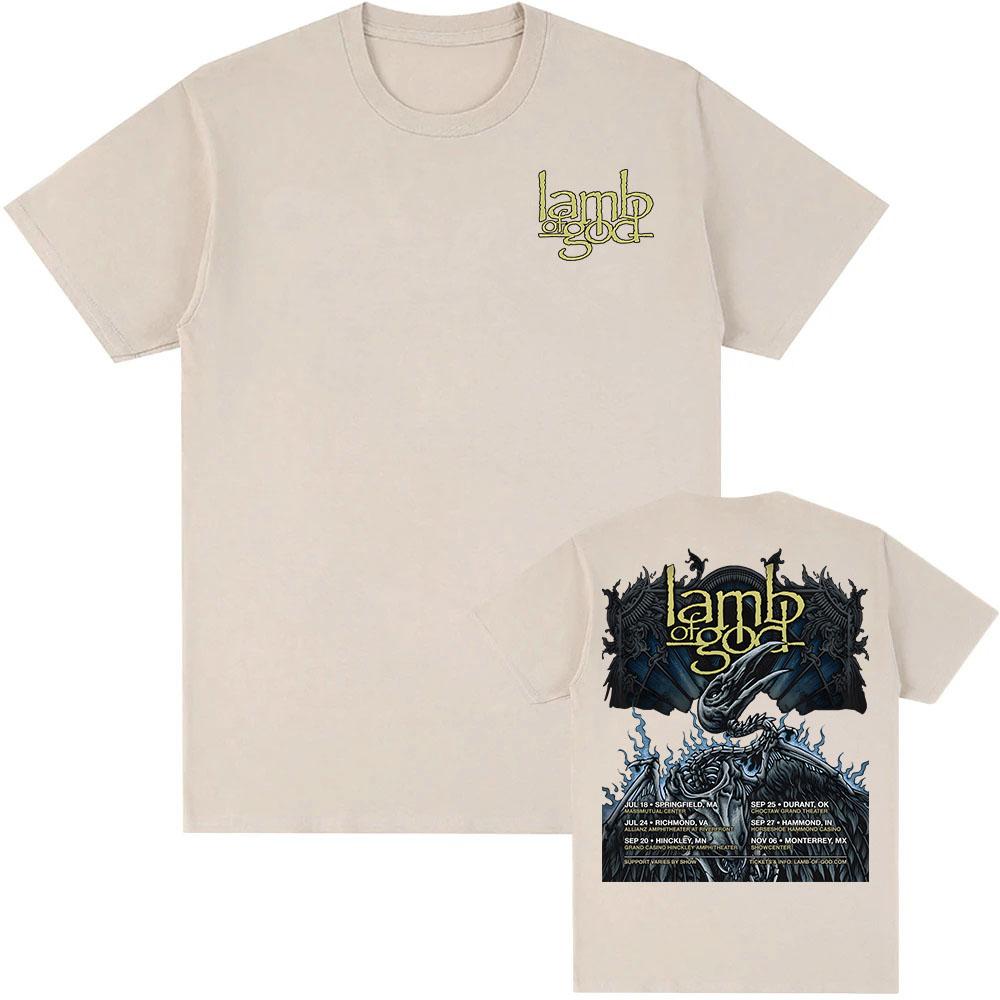 Lamb of God Tour 2025 New T-shirt Mental Band Graphic Printing Tshirts Short Sleeve Cotton Male T Shirt Hip Hop Streetwear Men