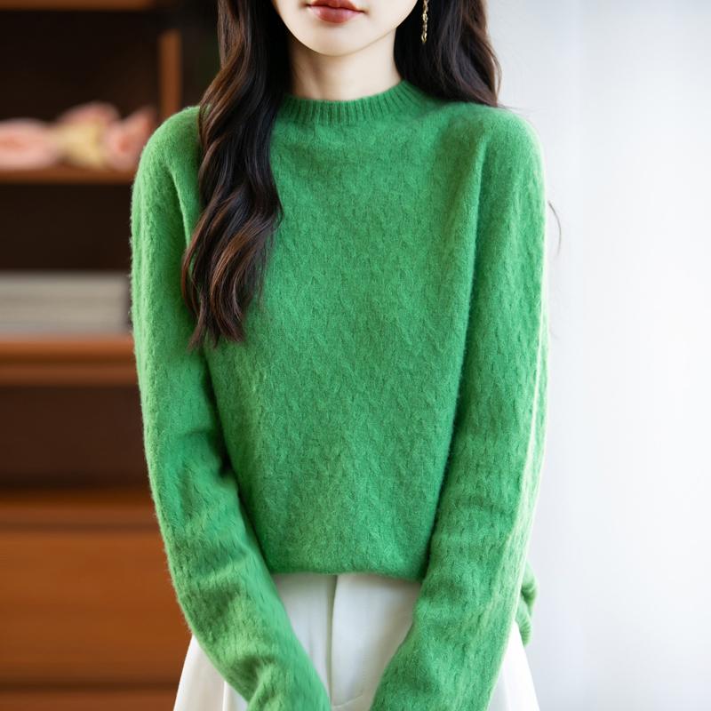 Women's Cashmere Sweater Qinghe Cashmere 30% Cashmere 70% Wool Autumn and Winter Pullover Warm and Fashionable