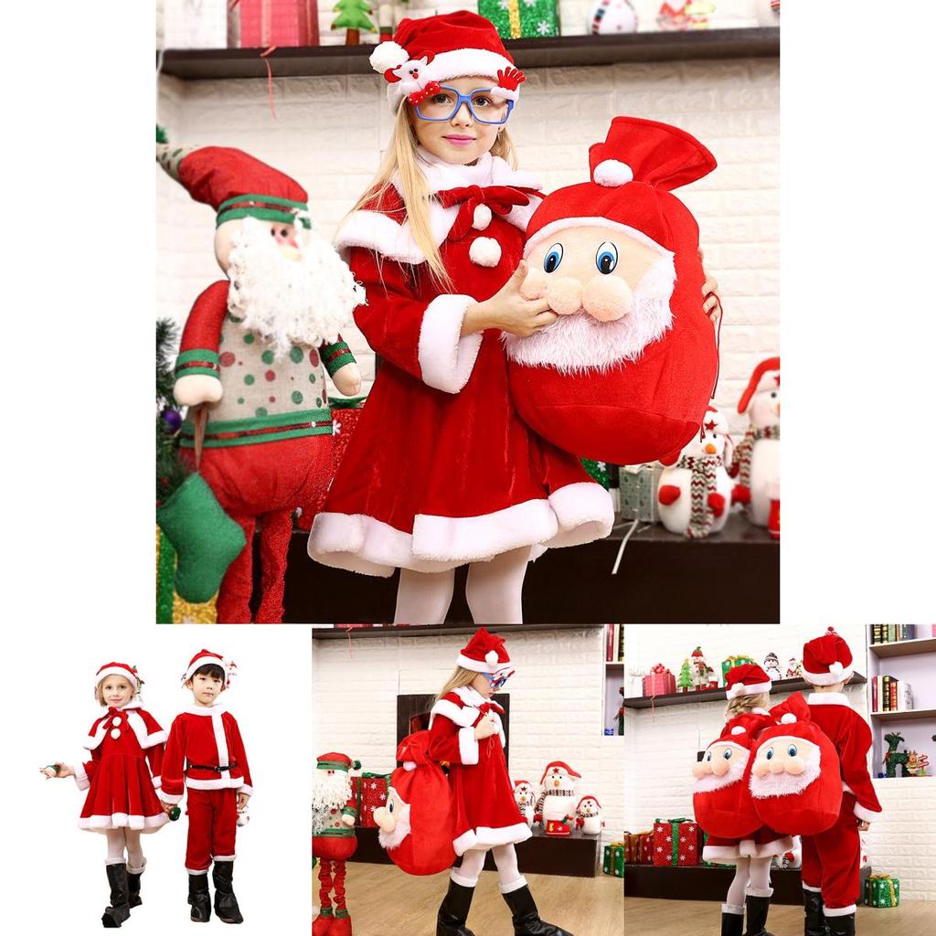 Kids Xmas Outfit Boys Girls Santa Claus Cosplay Costume Christmas Clothes