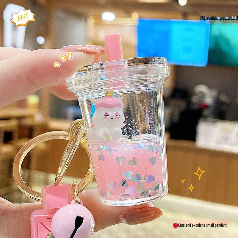 Adorable Unicorn Milk Tea Keychain Ornament - Cute Pendant for Bags and Cars