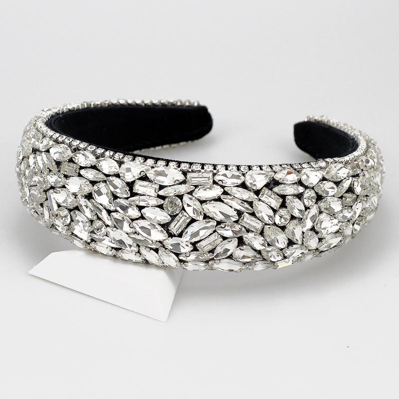 

2026 Fashion Full Diamond Headband Women s European and American Sponge Rhinestone Hair Accessories Wholesale New Headgear Wide Edge Headband