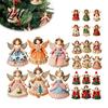 Christmas Tree Hanging Decorations 6Pcs Vintage Decor Set Ornaments Angel Wooden Exquisite Holiday Ornaments with Jute String Rustic Pendant