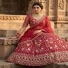 Women's Bridal Embroidered Semi-Stitched Lehenga Choli Set with Net Dupatta & Zari Work