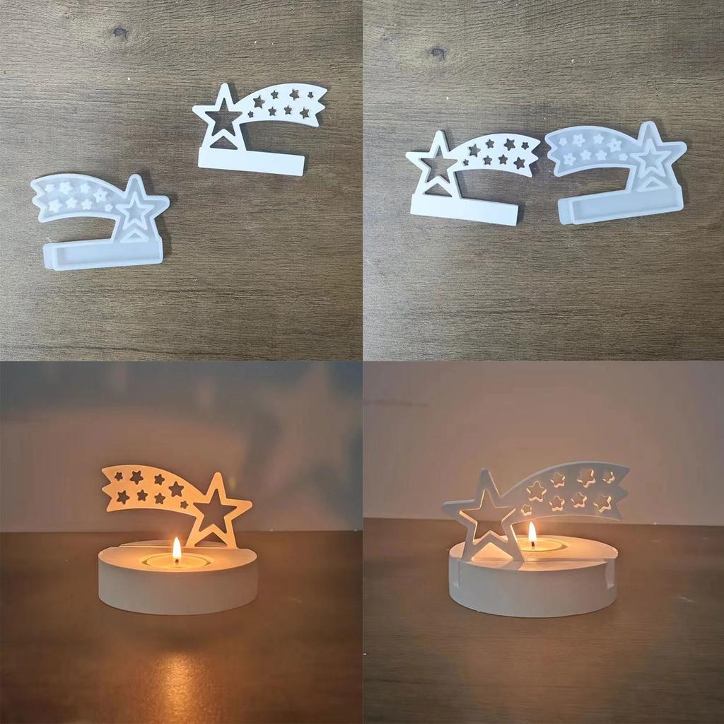 Star House Candlestick Plaster Silicone Mold Candle Holder Concrete Cement Mold DIY Handmade Resin Craft Home Decoration