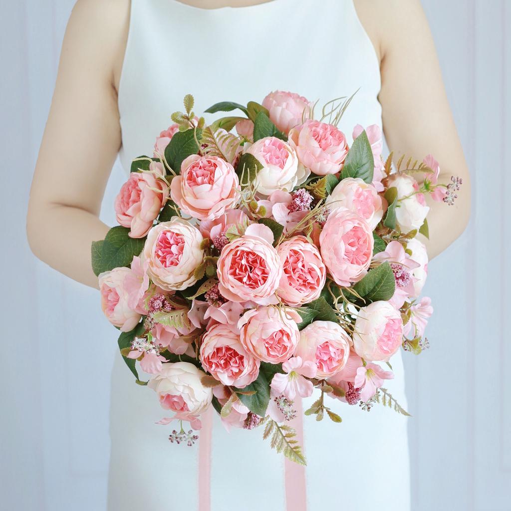 1/3PCS Artificial Flowers Wedding Party Home Bedroom Decorations Bridal Bouquets Garden Fake Silk Peony Hydrangeas Vase Outdoor