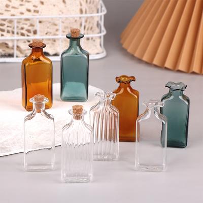 Dollhouse Miniature Clear Glass Candy Jar Mini Coffee Bean Storage Bottle Cuboid Flower Vase Model Kitchen Decor Toy