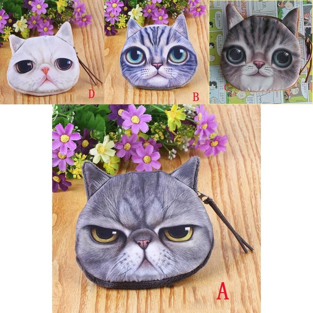 Versatile Fashion Women Cute Kitty Face Zipper Case Coin Kids Purse Wallet Makeup Bag For All Ages