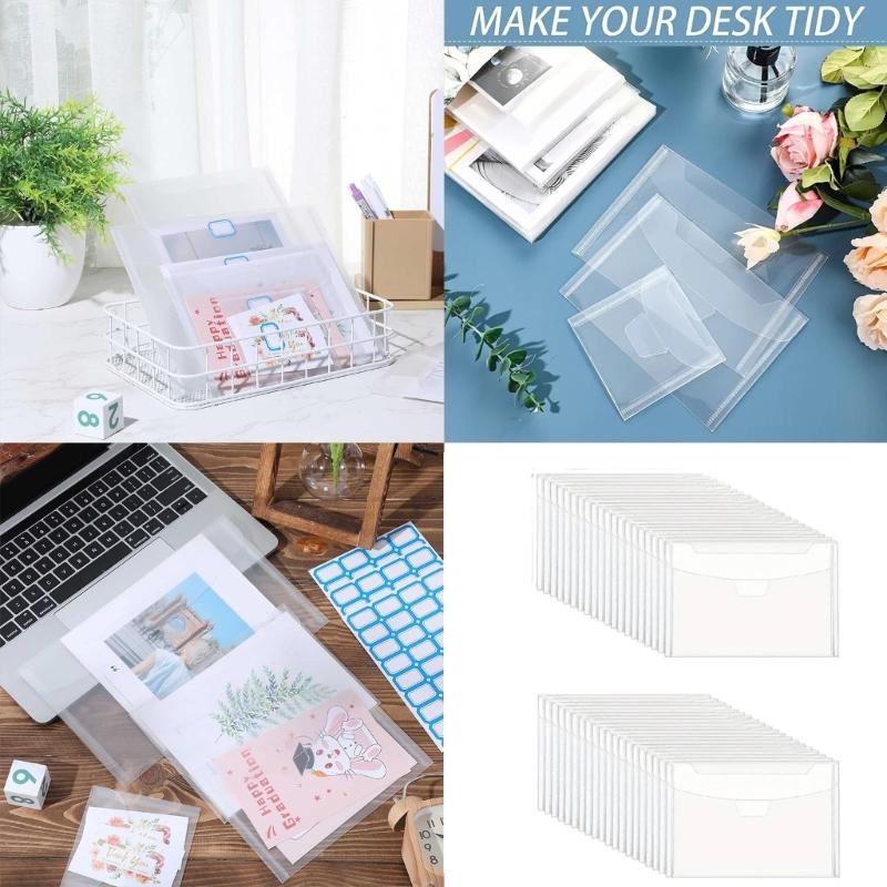 50 Pcs Die Cut Storage Bag Clear Plastic Envelopes Pockets Stamp Storage Pocket Die Cuts Pockets