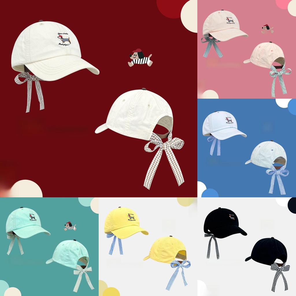 Korean Style Baseball Cap With Embroidered Dog Bowknot And Letter Design For Casual Women And Teens