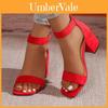Rome Sandals For Women Summer Pu Material With Block Heel And Buckle Closure