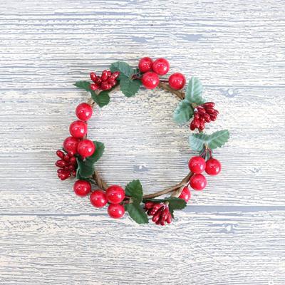 Red Berry Christmas Candle Holder Wreath