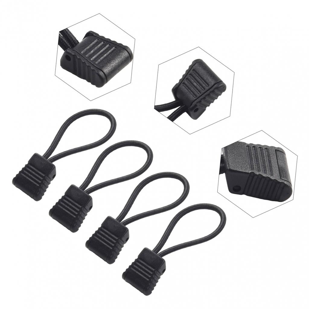 Hose Clip Scuba Diving 4pcs 6.5cm Black Elastic Rope+plastic