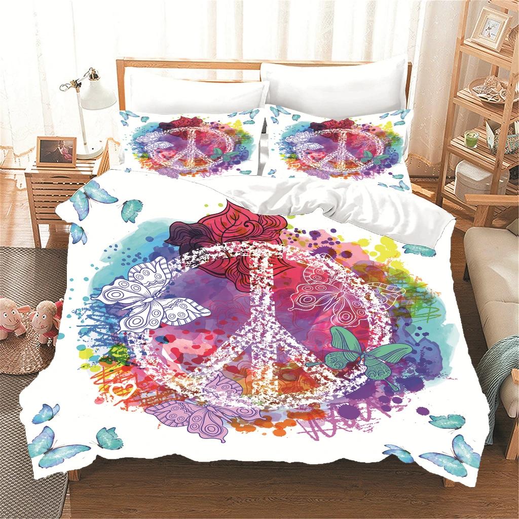 Dreamcatcher Pattern Duvet Couple Bedding Set 2 Pillowcase 1 Quilt Set HD Woman and Child Full Queen King Size Bed Quilt Cover