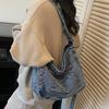 Fashion Large Capacity Simple Denim Women's Shoulder Bag High Quality Crossbody Bag Denim Fabric Female Handbag Underarm Bags