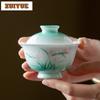 110ml Gradient Ramp Hand-painted Orchid Gaiwan Retro Tea Tureen Tea Bowl With Lid Kit Tea Making Cover Bowl For Tea Collection