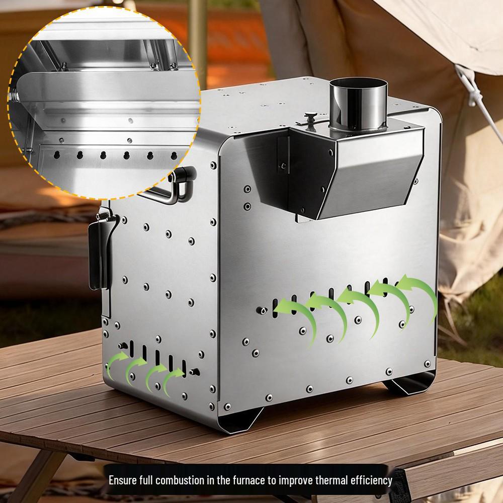 Stainless Steel Outdoor Camping Stove for Heating, Firewood, Tea Brewing, and Fire Pit