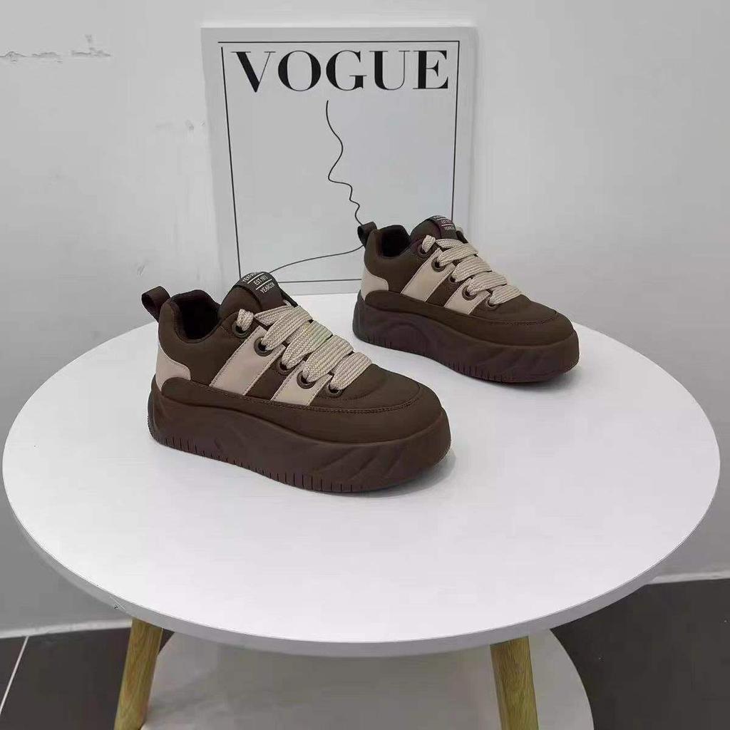Autumn and Winter Bread Soft-soled Cotton Shoes 2025 Heightening New Velvet Thick-soled Leisure Sports Warm and Cold-proof Little White Shoes