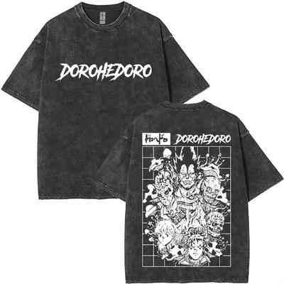 Washed Vintage Anime Dorohedoro Kaiman T-shirt Heren Dames Gothic Manga Rock T-shirt Heren Oversized Korte Mouw T-shirts