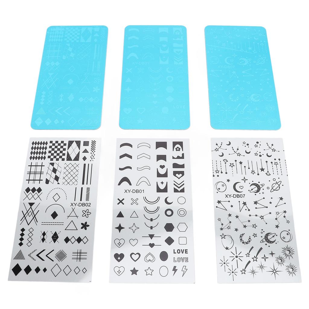 Nail Stamper Kit Stainless Steel Protective Blue Film Different Patterns Irregular Images DIY Tools