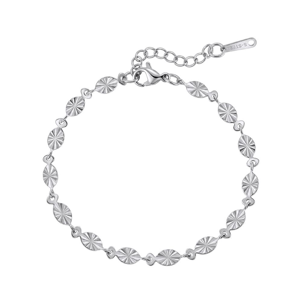 Textured Sunburst Disc 304 Stainless Steel Gold Tone Women Bracelet for Minimalist Daily Styling With Subtle Vintage Charm