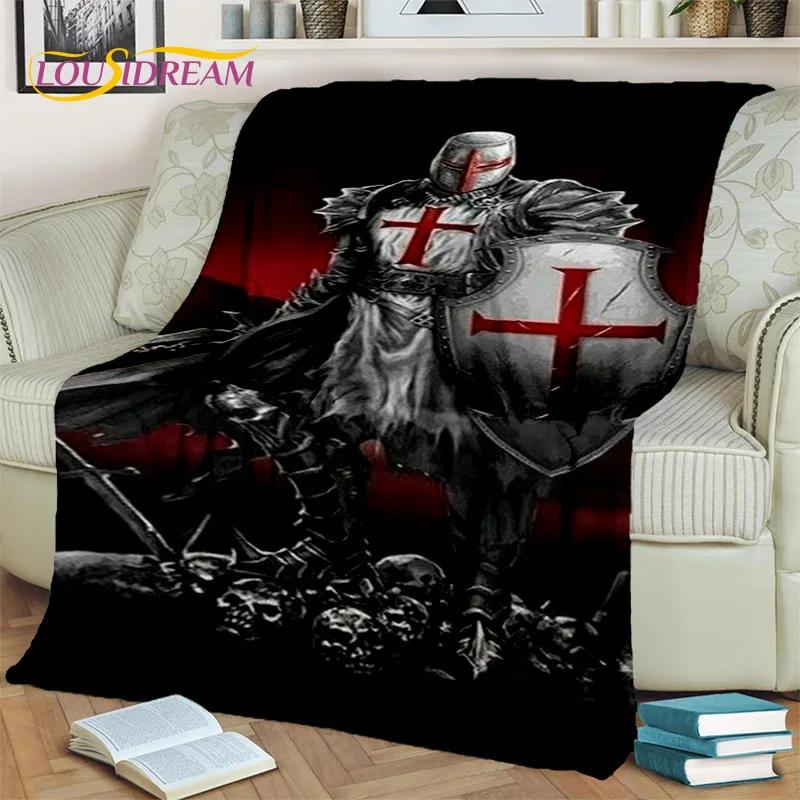 Cartoon Templar Cavalier Knight Crusaders Blanket,Soft Throw Blanket for Home Bedroom Bed Sofa Picnic Travel Office Blanket Kids
