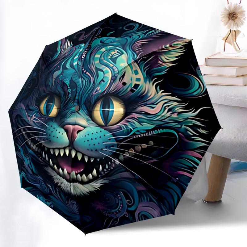 1pc Whimsical Feline Automatic Open/close Folding Compact Cute Umbrella, 8-Rib Sturdy Canopy, Lightweight Portable, Commuting Use,183