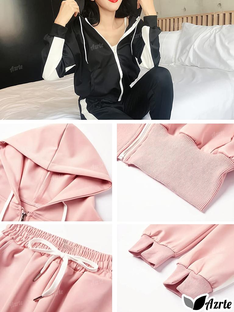 Azulte Tracksuit Long Sleeves and Cropped Zippered and Long Plus Size Size 203 Black Women's Set, Pants, Jacket, Hoodie, Sweatshirt, Pants, Length,