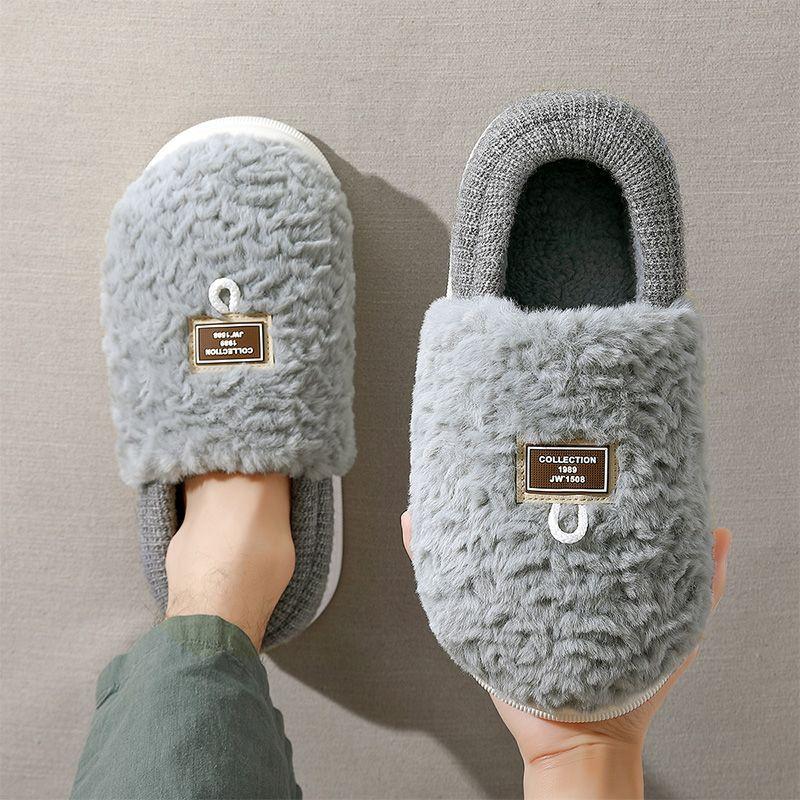 Cotton slippers autumn and winter new indoor home non-slip thick-soled breathable plush warm couple cotton shoes