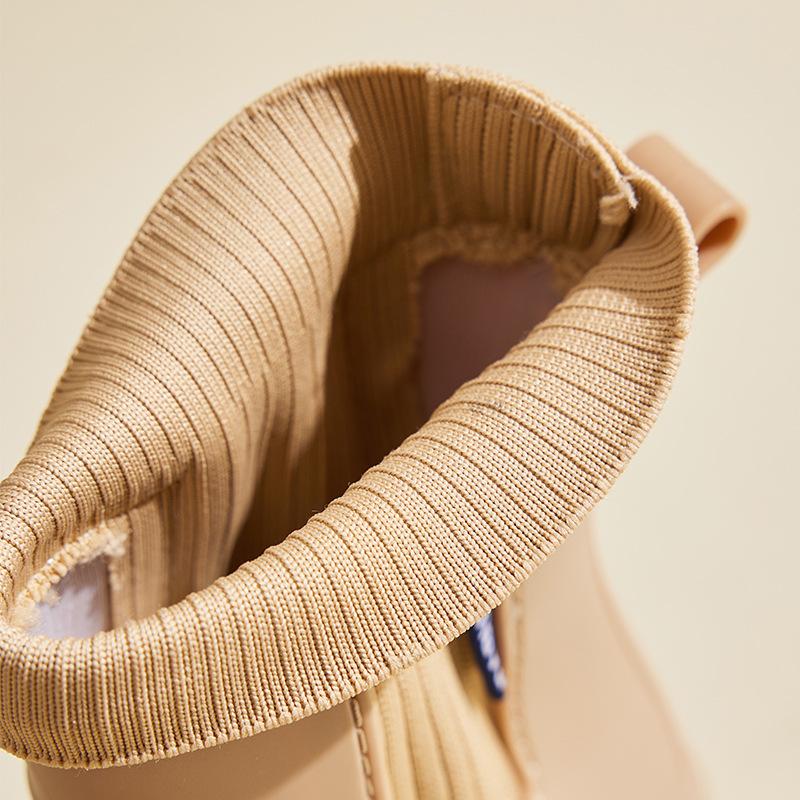Stivali da pioggia da donna, quattro stagioni, alla moda, per esterni, impermeabili, antiscivolo, in gomma, con rivestimento in cotone